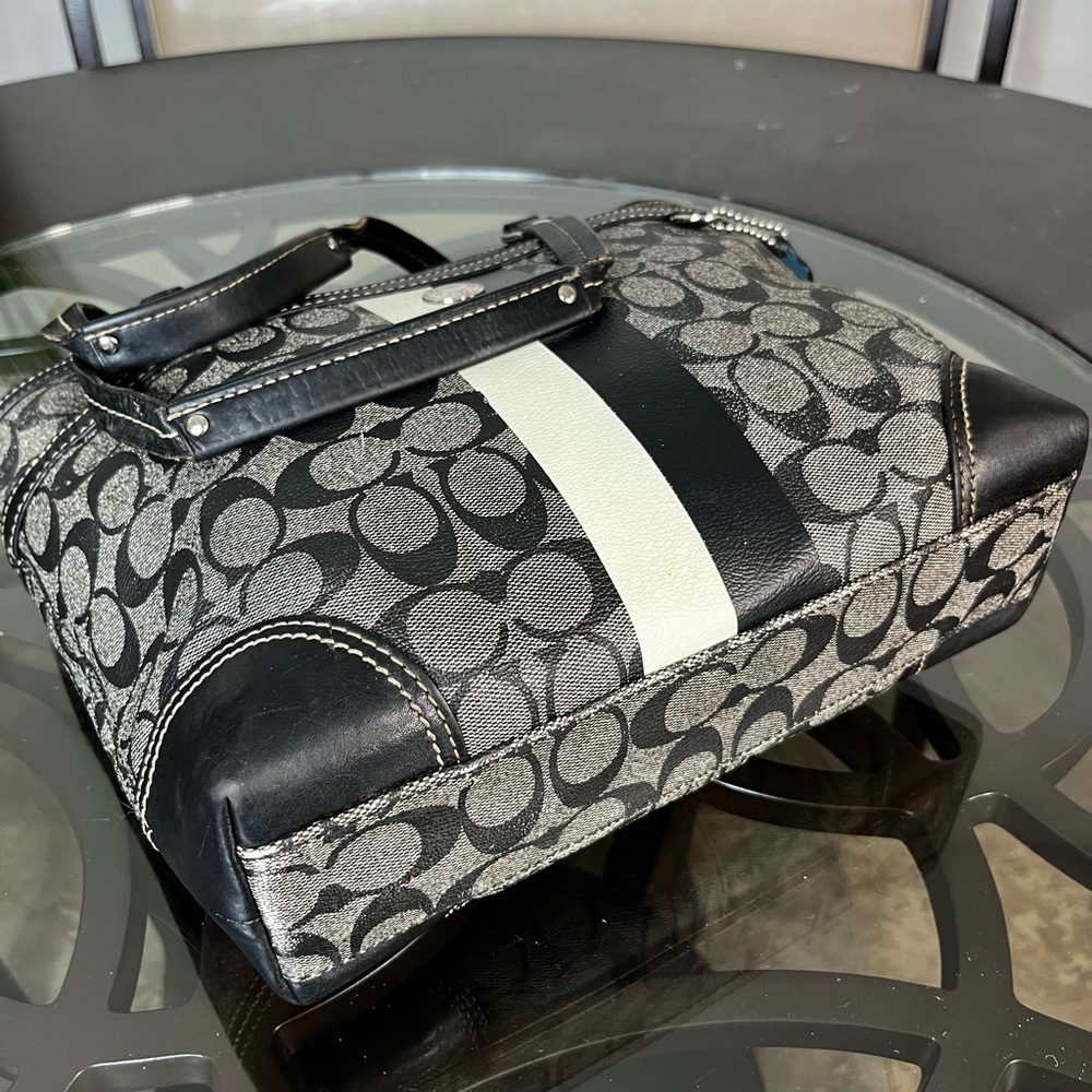 Coach Chelsea Heritage Stripe Tote Bag Purse 14477 Black - Picture 6 of 8